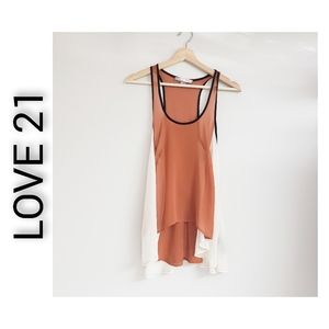 Love 21 Sleeveless Blouse Flowy XS Rust Cream